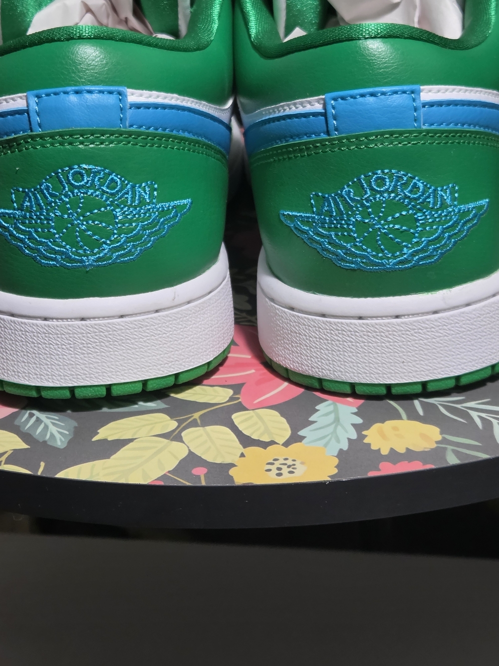 Brand New AJ-1 Low Sneakers in Green/White with Blue Swoosh - Picture 5 of 8